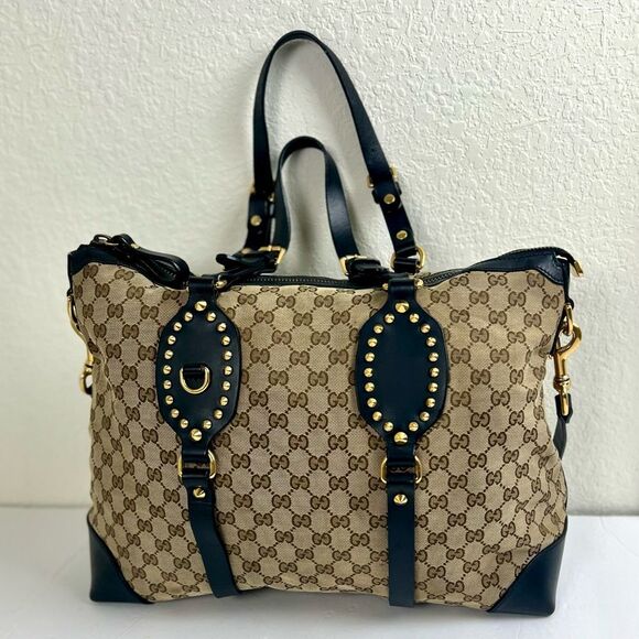 Gucci  GG Supreme Canvas Studded Patti Tote with Leather Trim - Picture 1 of 16